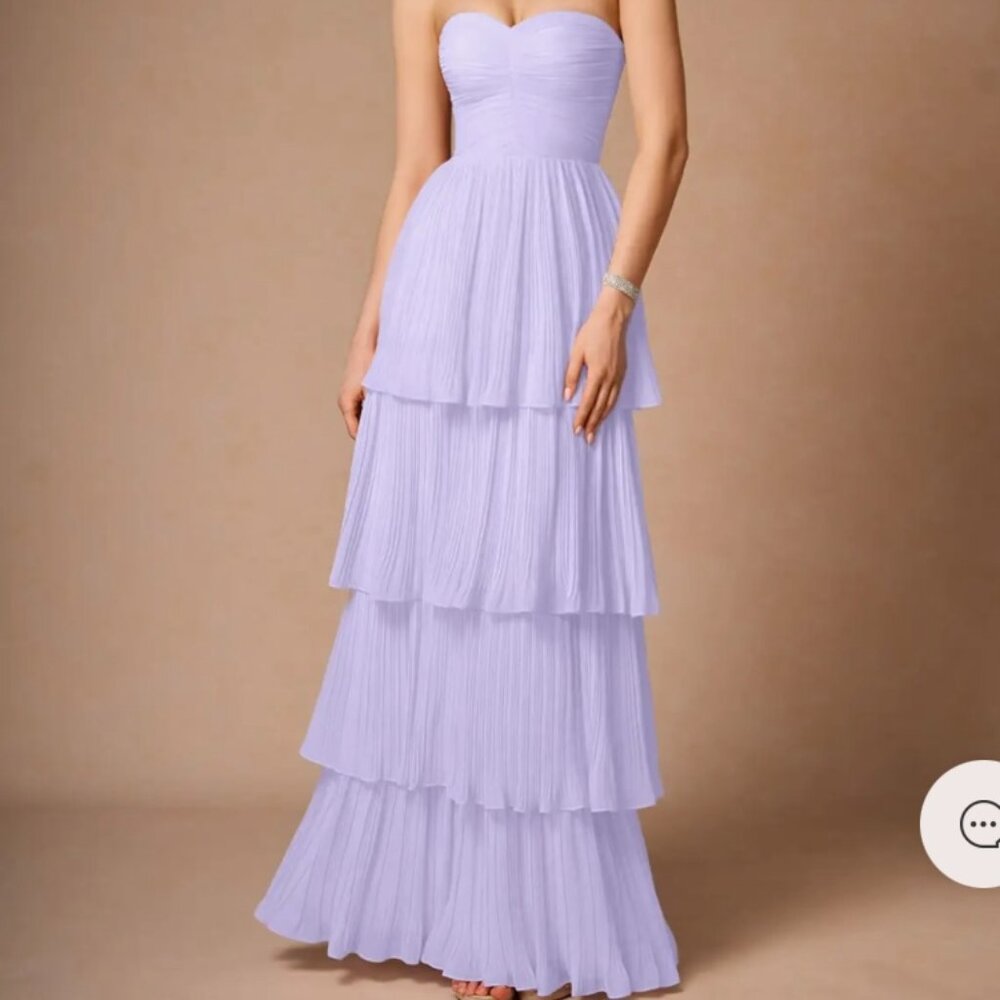 Azazie Lavender Strapless Tiered Chiffon Wedding Dress
